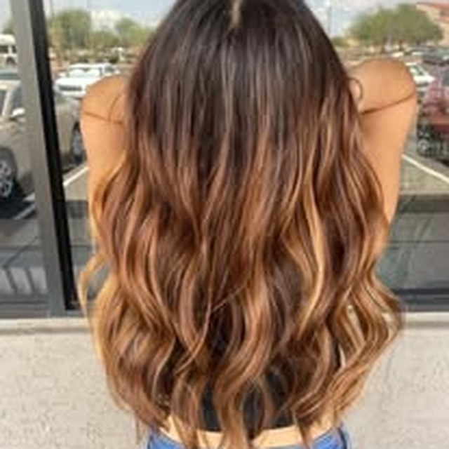 Hair work by Seantel Oliver — caramel balayage waves